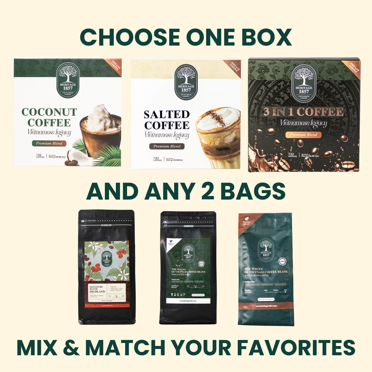 1 Box + 2 Coffee Beans Bundle