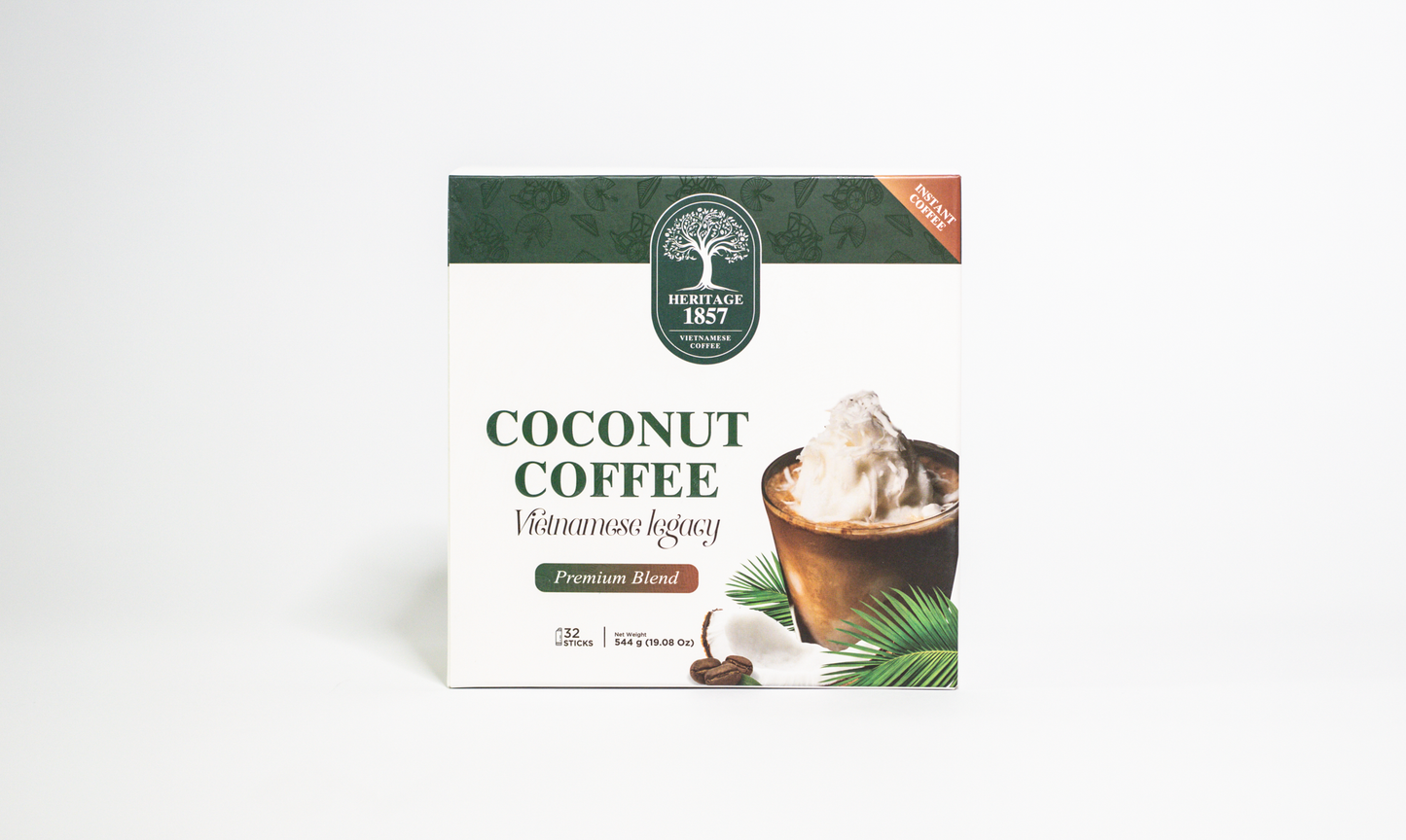 Coffee & Coconut Instant Coffee - 32 Pack Box (Single Serve)