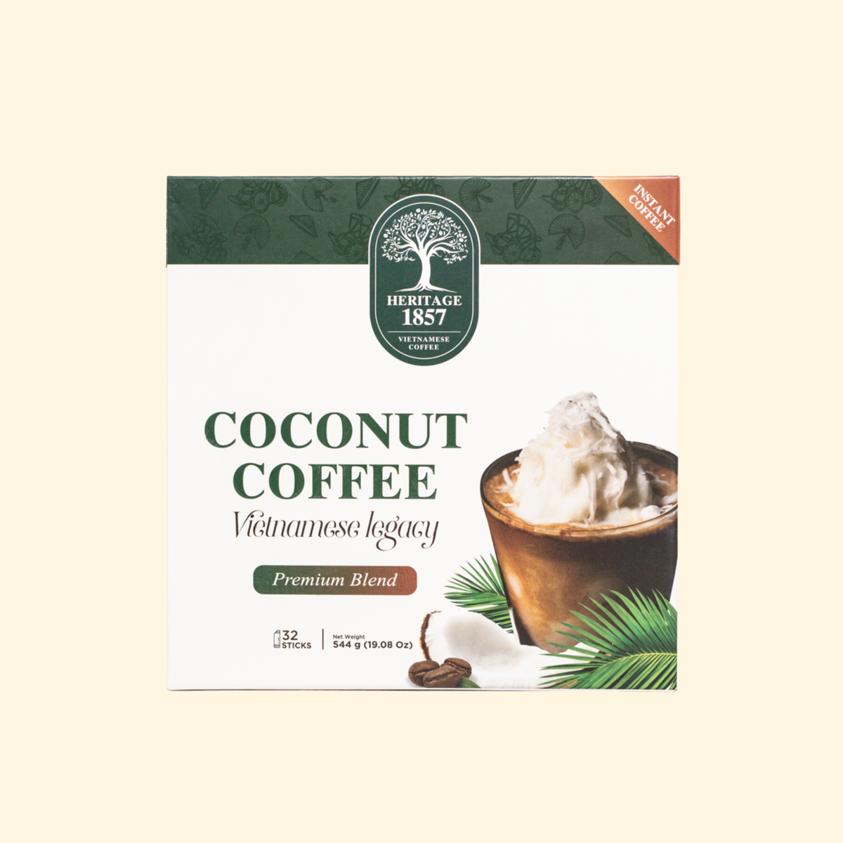 Coffee & Coconut Instant Coffee - 32 Pack Box (Single Serve