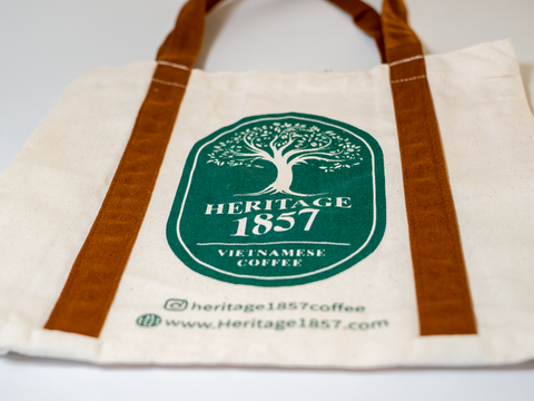 Coffee Print Reusable Tote – Brown, Cream & Green